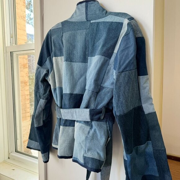 NWT Sissel Edelbo Free People Neo Leftover Patchwork Denim Jean Jacket Blue - Picture 5 of 17